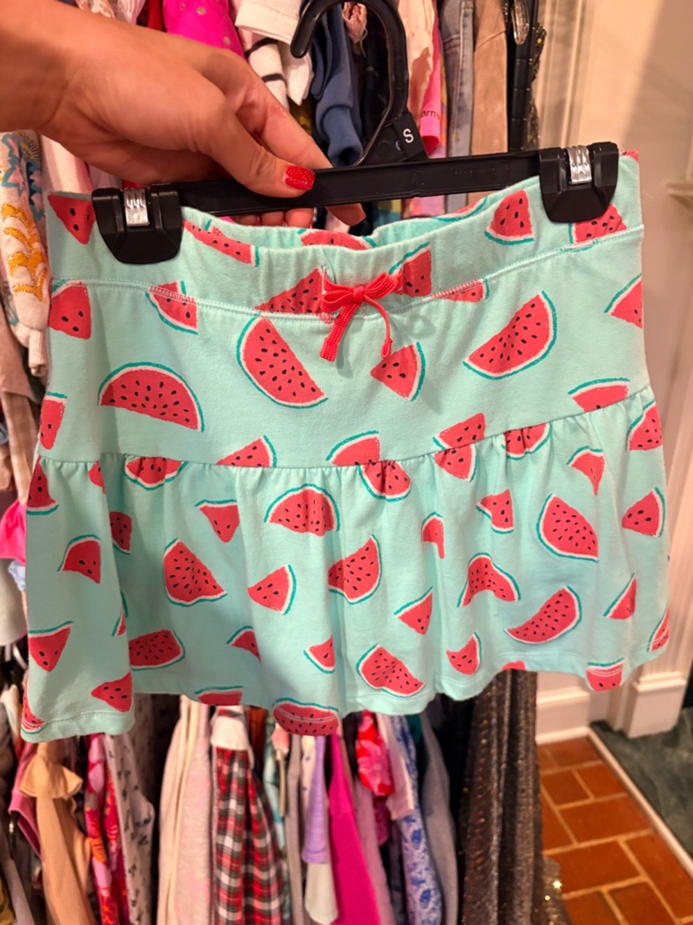 Kids Watermelon Print Skirt - Mint & Pink